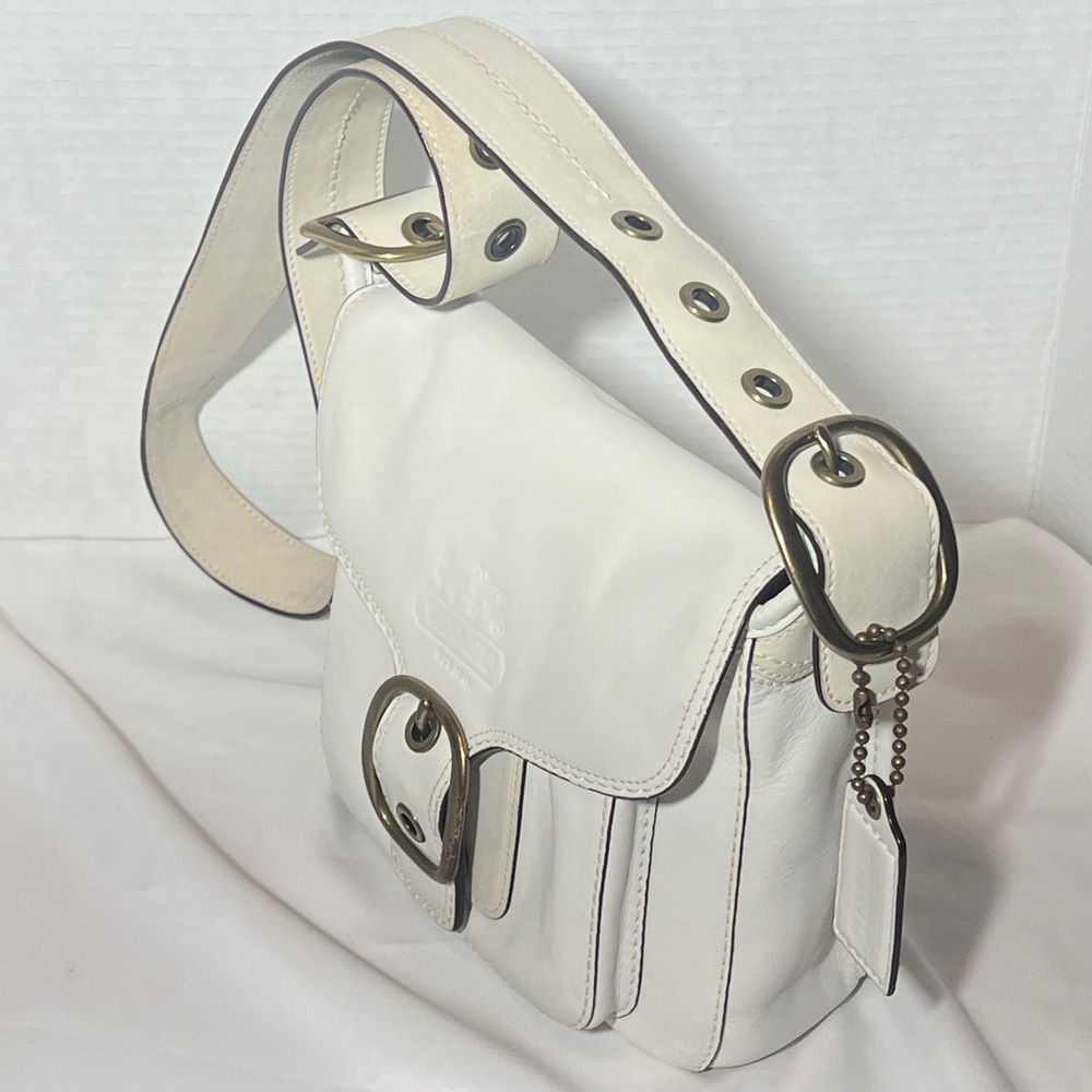 Vintage Legacy Coach Bleecker 11418 Shoulder Crossbody Flap Bag White - Picture 13 of 16